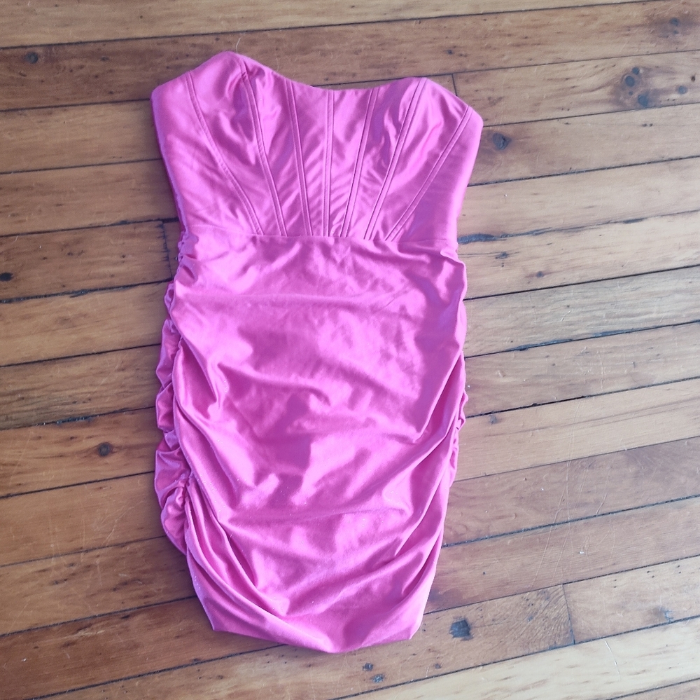 Honey And Rosie Sparkly Pink Strapless Corset Minidress
